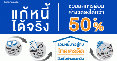 รวมหนี้มาอยู่กับไทยเครดิต สินเชื่อบ้านแลกเงิน แก้หนี้ได้จริง ช่วยลดการผ่อนค่างวดลงได้กว่า 50%
