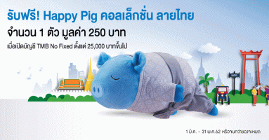 เปิดบัญชี TMB No Fixed ตั้งแต่ 25,000 บาทขึ้นไป รับฟรี! Happy Pig คอลเล็กชั่น ลายไทย