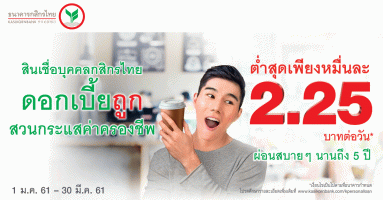 สินเชื่อบุคคลกสิกรไทย ดอกเบี้ยถูก สวนกระแสค่าครองชีพ ต่ำสุดหมื่นละ 2.25 บาทต่อวัน