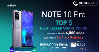 Infinix NOTE 10 Pro ติด TOP 5 Best Seller Smartphone บน Shopee ในช่วงเทศกาล 8.8 Crazy Flash Sale