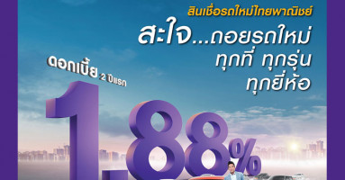 สินเชื่อรถยนต์ใหม่ไทยพาณิชย์ รับดอกเบี้ยพิเศษ 1.88% 2 ปีแรก วันนี้ - 30 เม.ย. 60