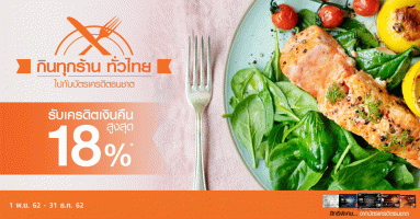 กินทุกร้าน ทั่วไทย ไปกับบัตรเครดิตธนชาต พร้อมรับเครดิตเงินคืนสูงสุด 18% *