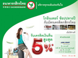 โกอินเตอร์ ช้อปปลายปีกับบัตรเครดิตกสิกรไทย รับเครดิตเงินคืนสูงสุด 5%*
