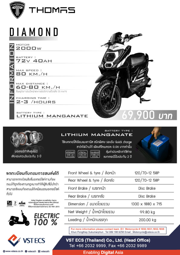 Thomas EV Motorcycle DIRMOND 2000W โทมัส อีวี ปี 2022 : ภาพที่ 4